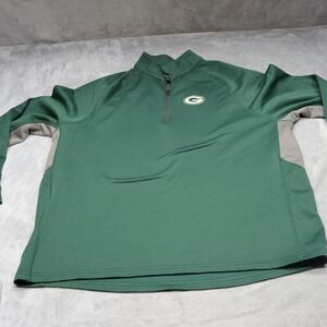 Green Bay‎ Packers Sweatshirt Mens XL OTS Green Fleece 1/4 Zip Fleece Pullover